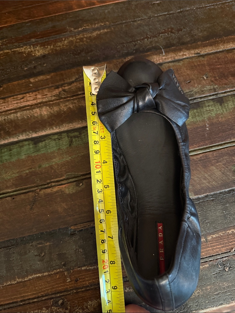 Prada Black Leather Bow Ballet Flats - Picture 9 of 9